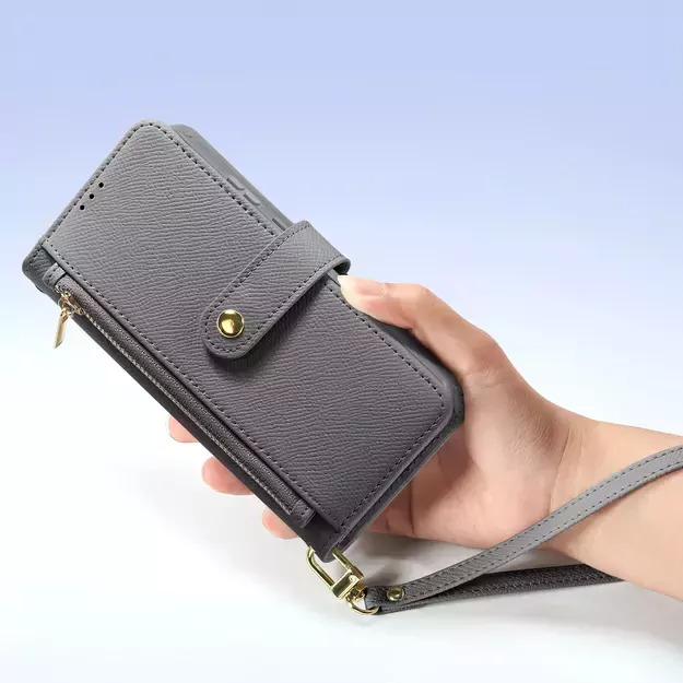 Dux Ducis Lawa Leather Case for Samsung Galaxy S25 Ultra with Detachable Magnetic Wallet - Gray 12