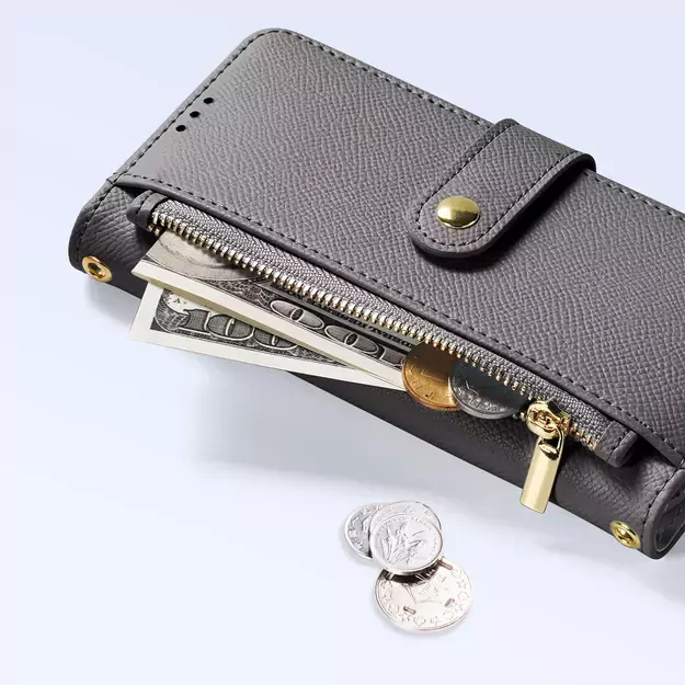 Dux Ducis Lawa Leather Case for Samsung Galaxy S25 Ultra with Detachable Magnetic Wallet - Gray 15