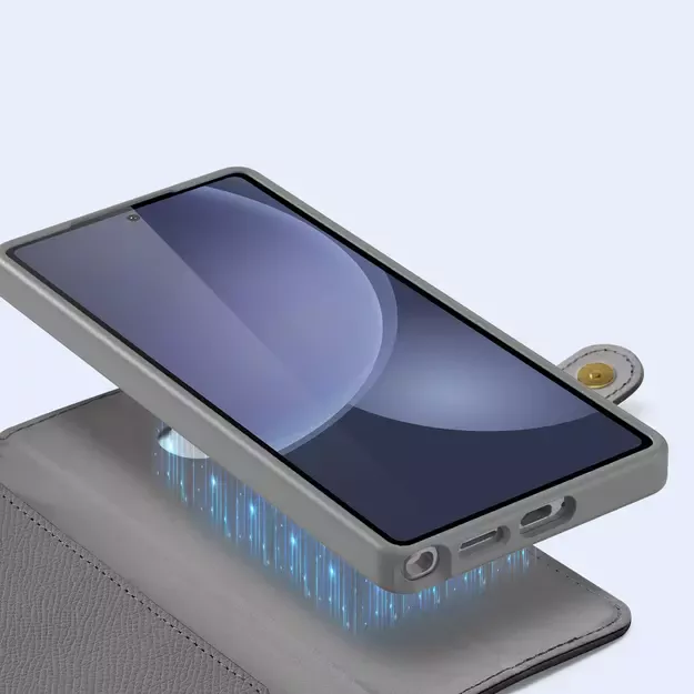 Dux Ducis Lawa Leather Case for Samsung Galaxy S25 Ultra with Detachable Magnetic Wallet - Gray 18
