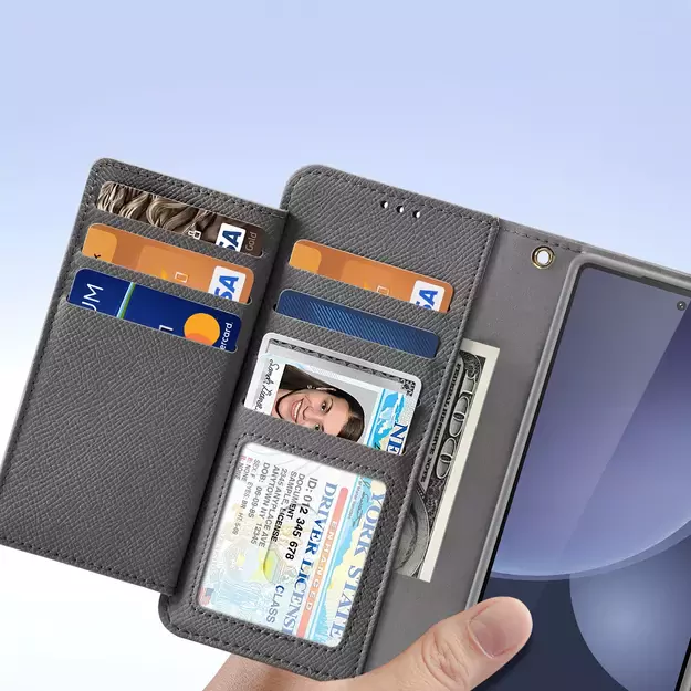 Dux Ducis Lawa Leather Case for Samsung Galaxy S25 Ultra with Detachable Magnetic Wallet - Gray 16