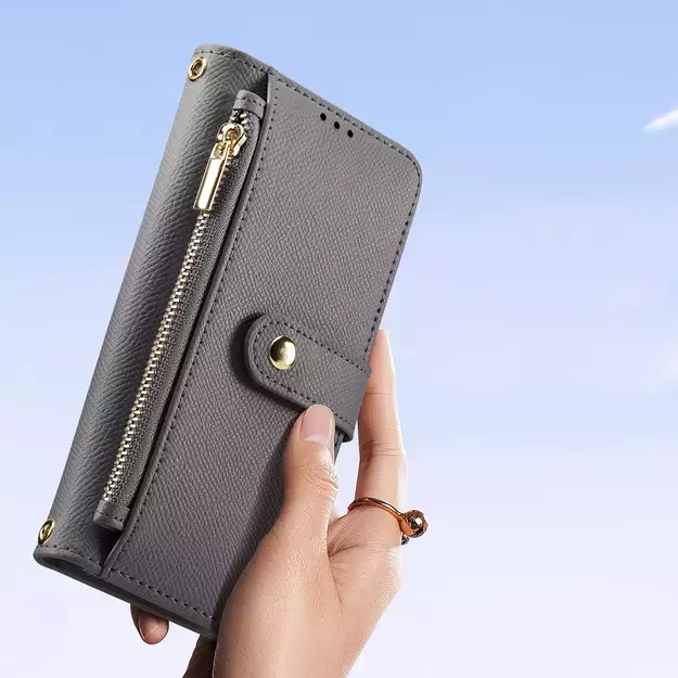 Dux Ducis Lawa Leather Case for Samsung Galaxy S25 Ultra with Detachable Magnetic Wallet - Gray 14