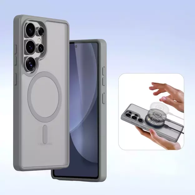 Dux Ducis Lawa Leather Case for Samsung Galaxy S25 Ultra with Detachable Magnetic Wallet - Gray 17