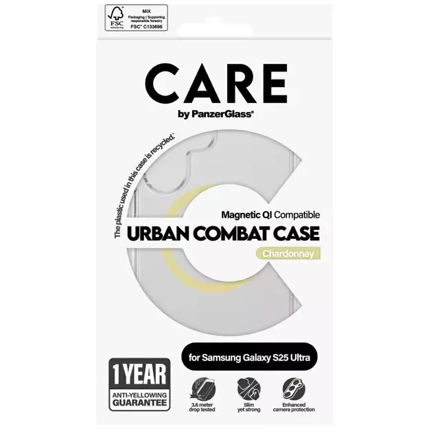 CARE by PanzerGlass Flagship Urban Combat Chardonnay QI Case for Samsung Galaxy S25 Ultra - Transparent 3