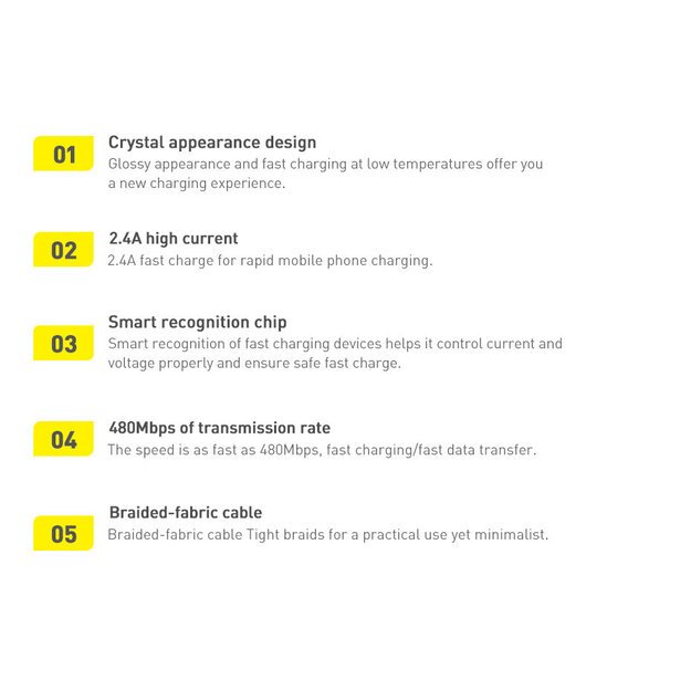 Baseus Crystal Shine Series cable USB cable for fast charging and data transfer USB Type A - Lightning 2.4A 2m black (CAJY000101) 19
