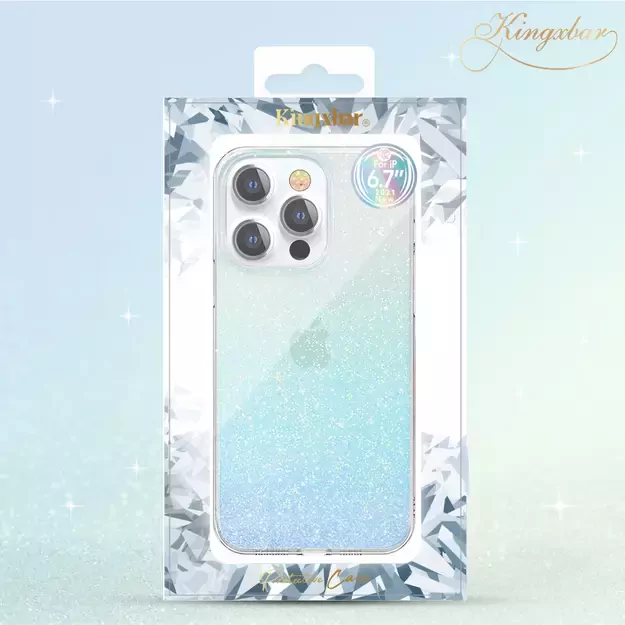 Kingxbar Streamer Series luxury elegant phone case for iPhone 13 Pro blue (Triangle) 5