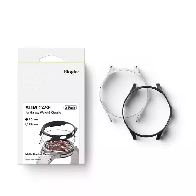 Ringke Slim 2-pack Case for Samsung Galaxy Watch 6 Classic 43mm - Black and Clear 20