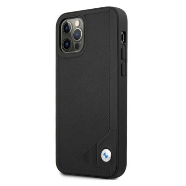 Etui BMW BMHCP12MRCDPK iPhone 12/12 Pro 6,1  czarny/black hardcase Leather Deboss 1