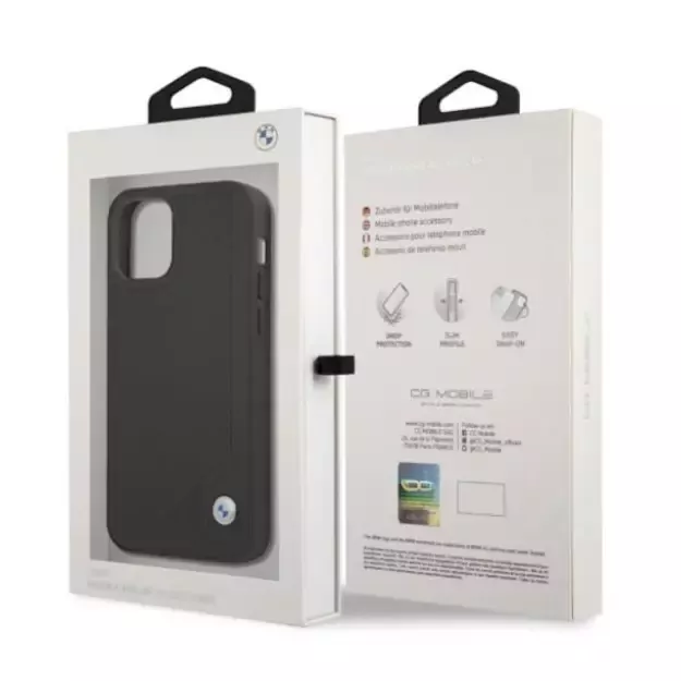 Etui BMW BMHCP12MRCDPK iPhone 12/12 Pro 6,1  czarny/black hardcase Leather Deboss 14
