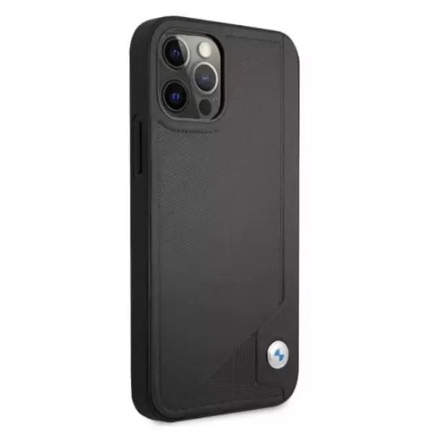 Etui BMW BMHCP12MRCDPK iPhone 12/12 Pro 6,1  czarny/black hardcase Leather Deboss 10
