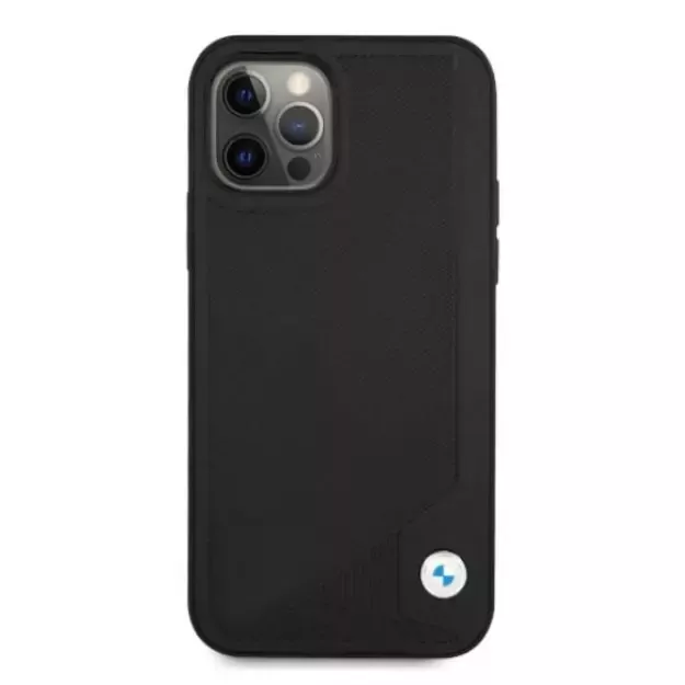 Etui BMW BMHCP12MRCDPK iPhone 12/12 Pro 6,1  czarny/black hardcase Leather Deboss 9