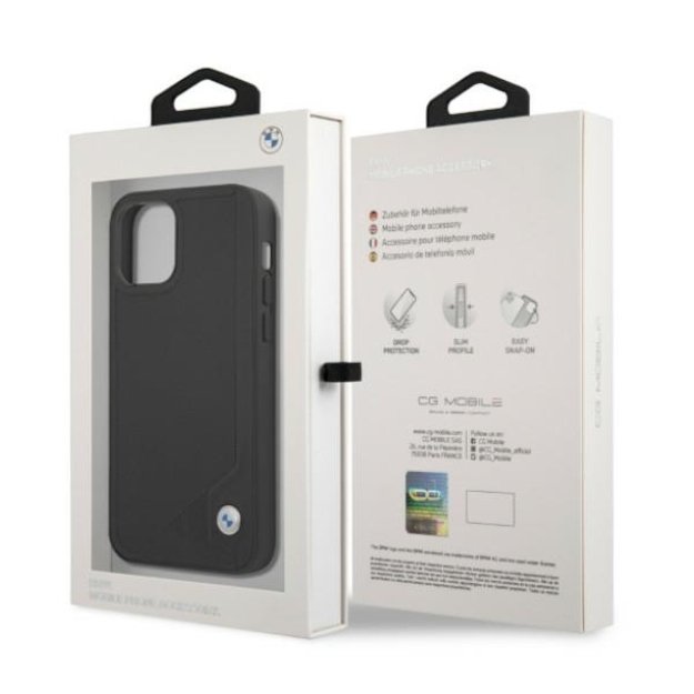 Etui BMW BMHCP12MRCDPK iPhone 12/12 Pro 6,1  czarny/black hardcase Leather Deboss 7