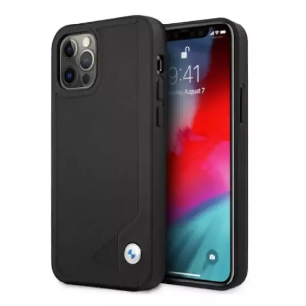 Etui BMW BMHCP12MRCDPK iPhone 12/12 Pro 6,1  czarny/black hardcase Leather Deboss