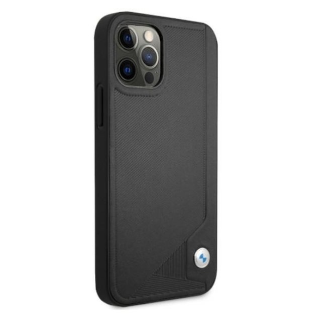 Etui BMW BMHCP12MRCDPK iPhone 12/12 Pro 6,1  czarny/black hardcase Leather Deboss 3