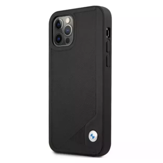 Etui BMW BMHCP12MRCDPK iPhone 12/12 Pro 6,1  czarny/black hardcase Leather Deboss 8