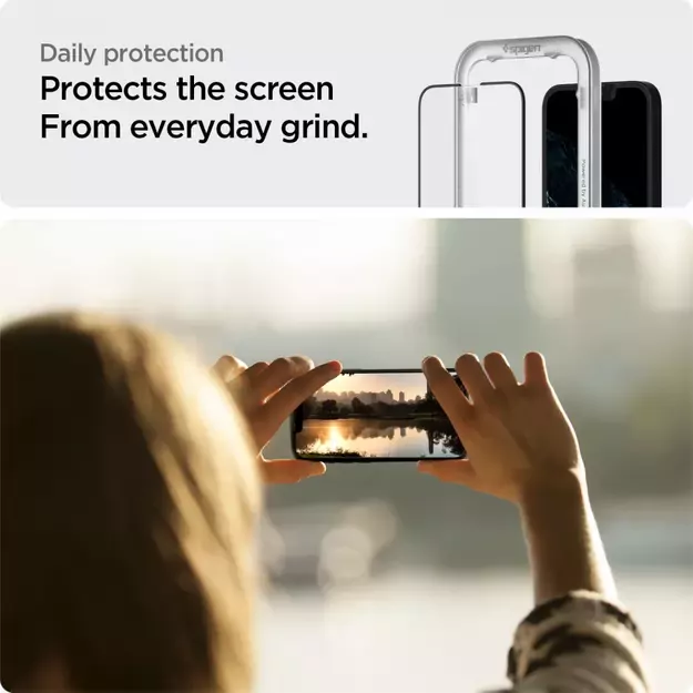 Spigen ALM Glass FC Tempered Glass for iPhone 13 / 13 Pro / 14 / 16e - Black 2 pcs. 15