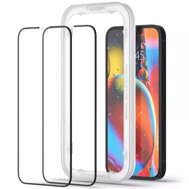 Spigen ALM Glass FC Tempered Glass for iPhone 13 / 13 Pro / 14 / 16e - Black 2 pcs. 18