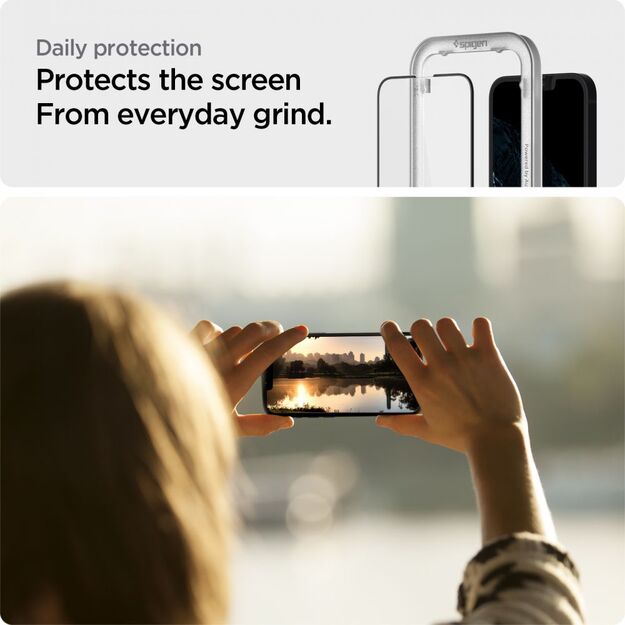 Spigen ALM Glass FC Tempered Glass for iPhone 13 / 13 Pro / 14 / 16e - Black 2 pcs. 6