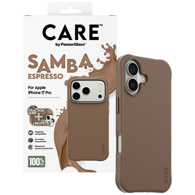 CARE by PanzerGlass Fashionable Samba MagSafe Case for iPhone 17 Pro - Brown 3