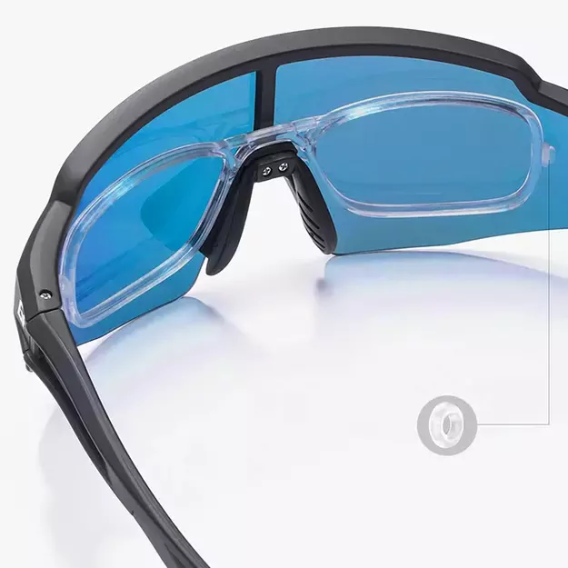 Rockbros Polarized Cycling Glasses with UV Protection and Corrective Insert Blue Lenses - Black 11
