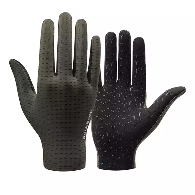 Rockbros Breathable Full Finger Cycling Gloves, Size: L - Green