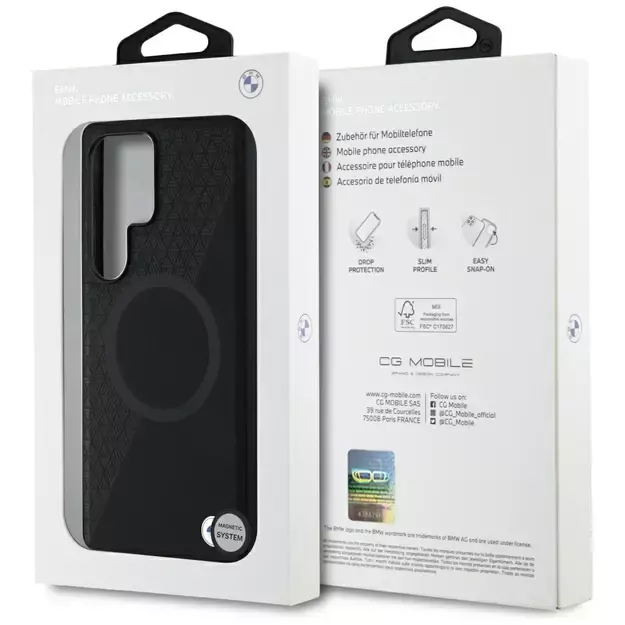 BMW Leather Half Textured MagSafe Case for Samsung Galaxy S25 Ultra - Black 14
