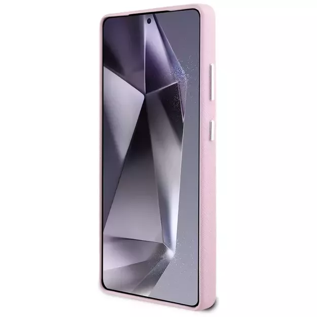 Karl Lagerfeld Saffiano Full Wrapped Elongated Metal Logo MagSafe Case for Samsung Galaxy S25 Ultra - Pink 4