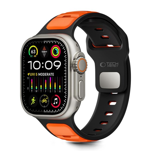 Tech-Protect IconBand Line Strap for Apple Watch 44 / 45 / 46 / 49 mm - Black and Orange