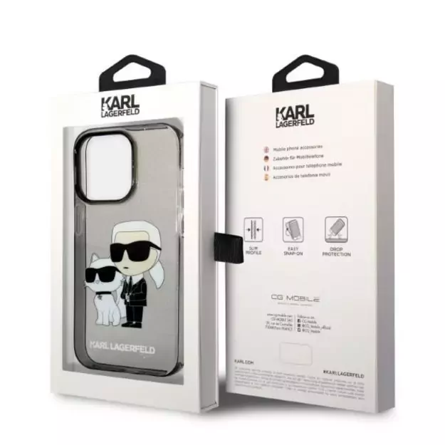 Karl Lagerfeld Glitter Karl&amp Choupette case for iPhone 14 Pro - black 14