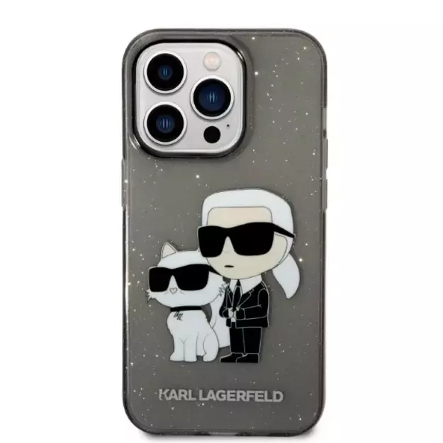 Karl Lagerfeld Glitter Karl&amp Choupette case for iPhone 14 Pro - black 9