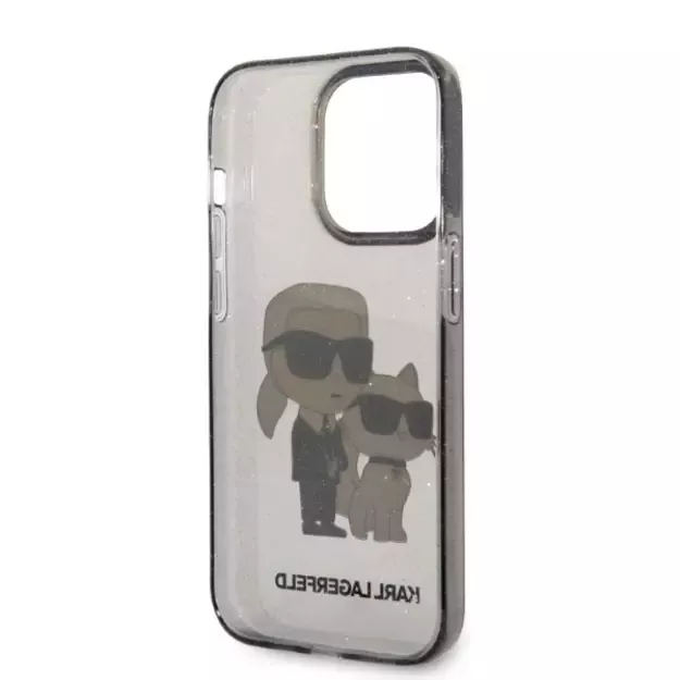 Karl Lagerfeld Glitter Karl&amp Choupette case for iPhone 14 Pro - black 13