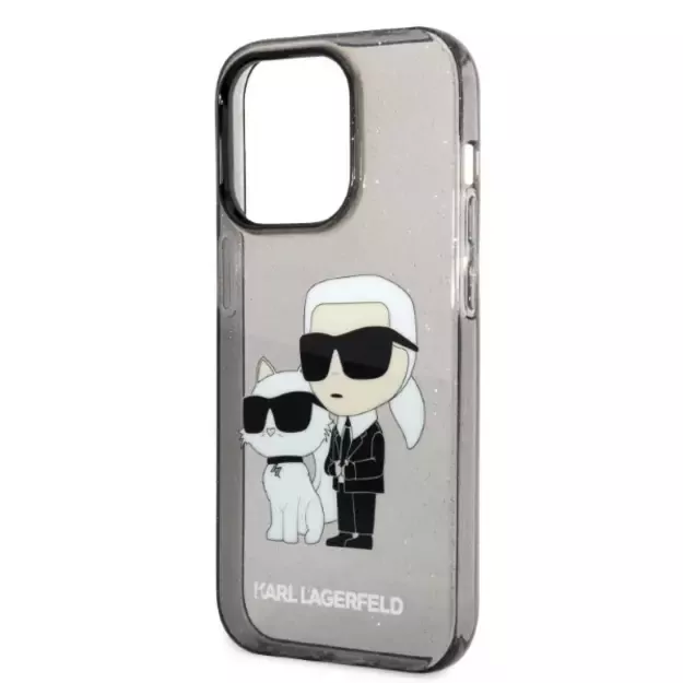 Karl Lagerfeld Glitter Karl&amp Choupette case for iPhone 14 Pro - black 12