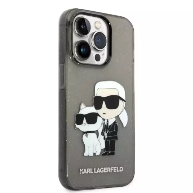 Karl Lagerfeld Glitter Karl&amp Choupette case for iPhone 14 Pro - black 10