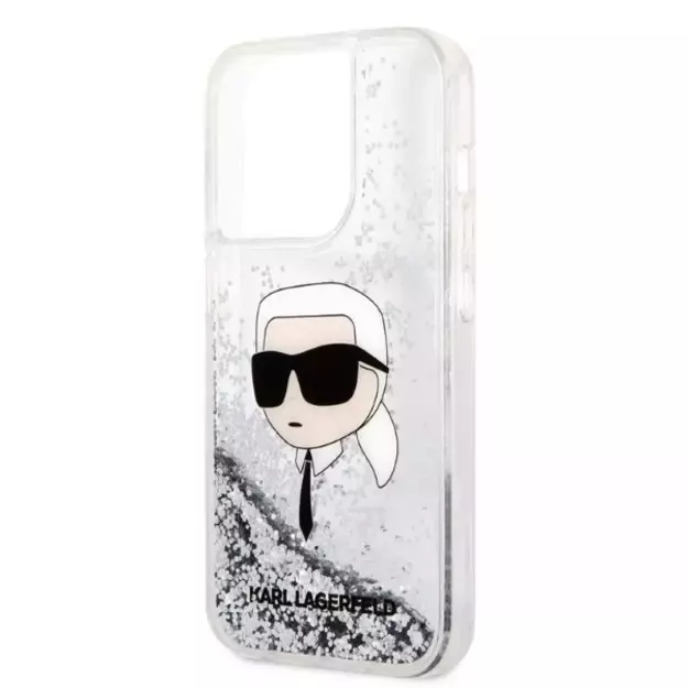 Karl Lagerfeld Glitter Karl&#39 s Head case for iPhone 14 Pro Max - silver 12