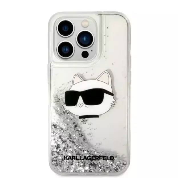 Karl Lagerfeld KLHCP14LLNHCCS iPhone 14 Pro 6.1&quot  silver/silver hardcase Glitter Choupette Head 2
