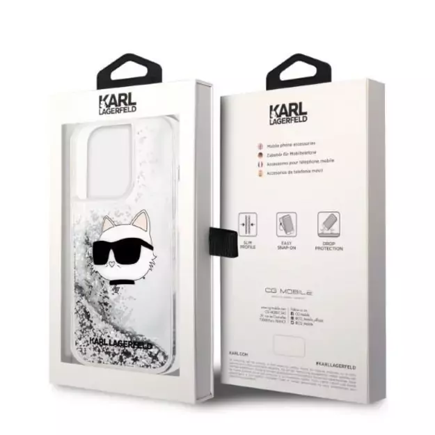 Karl Lagerfeld KLHCP14LLNHCCS iPhone 14 Pro 6.1&quot  silver/silver hardcase Glitter Choupette Head 7