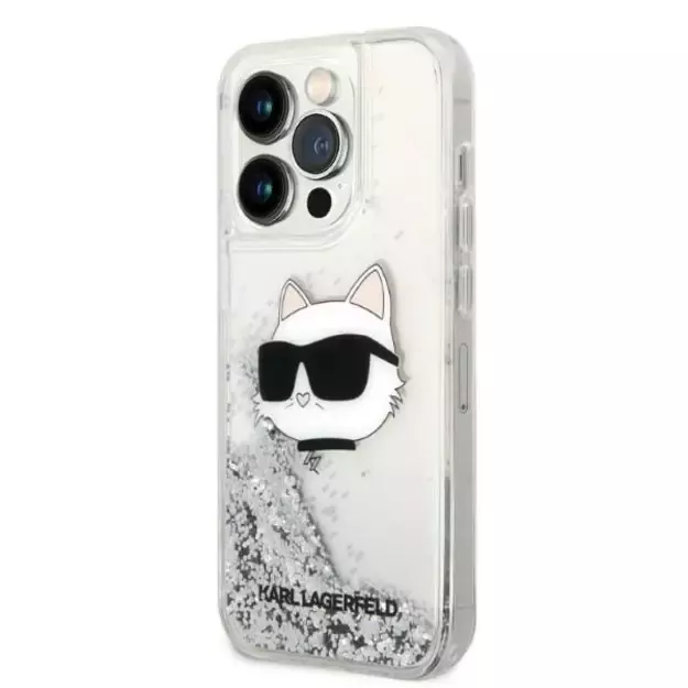 Karl Lagerfeld KLHCP14LLNHCCS iPhone 14 Pro 6.1&quot  silver/silver hardcase Glitter Choupette Head 1
