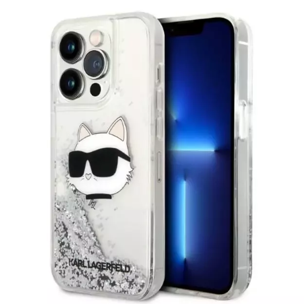 Karl Lagerfeld KLHCP14LLNHCCS iPhone 14 Pro 6.1&quot  silver/silver hardcase Glitter Choupette Head