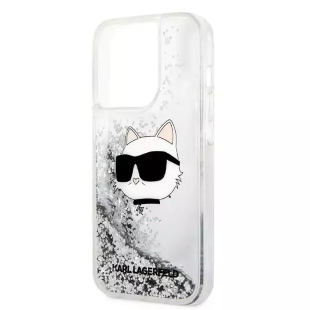 Karl Lagerfeld KLHCP14LLNHCCS iPhone 14 Pro 6.1&quot  silver/silver hardcase Glitter Choupette Head 5