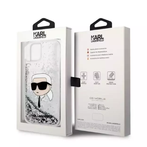 Karl Lagerfeld KLHCP14MLNKHCH iPhone 14 Plus 6.7&quot  silver/silver hardcase Glitter Karl Head 6