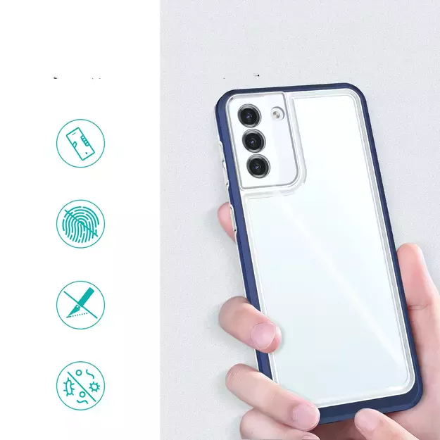 Clear 3in1 case for Samsung Galaxy S23+ silicone cover with frame blue 7