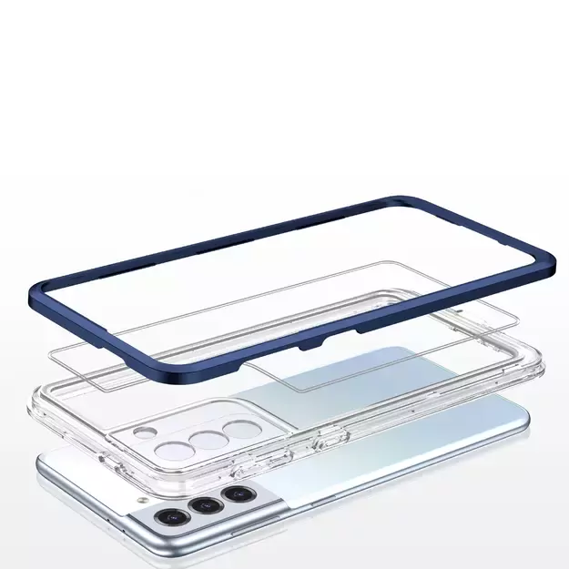 Clear 3in1 case for Samsung Galaxy S23+ silicone cover with frame blue 10