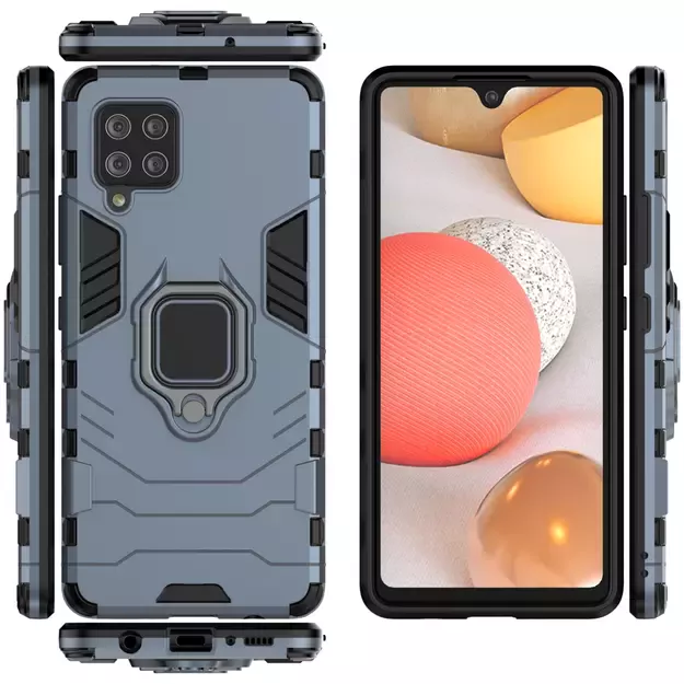 Ring Armor Case Kickstand Tough Rugged Cover for Samsung Galaxy A42 5G blue 9