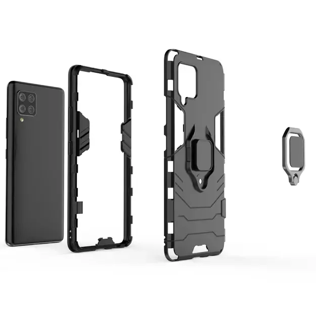 Ring Armor Case Kickstand Tough Rugged Cover for Samsung Galaxy A42 5G blue 10