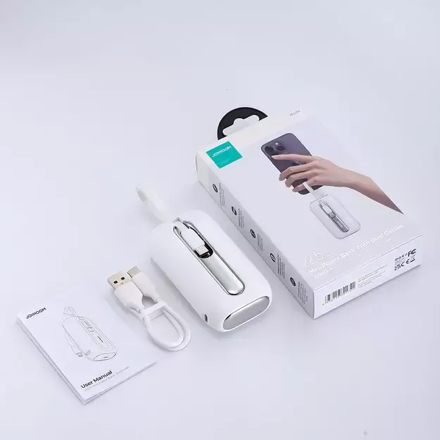 Joyroom mini powerbank 10000mAh Colorful Series 22.5W with 2 built-in USB C and Lightning cables white (JR-L012) 15