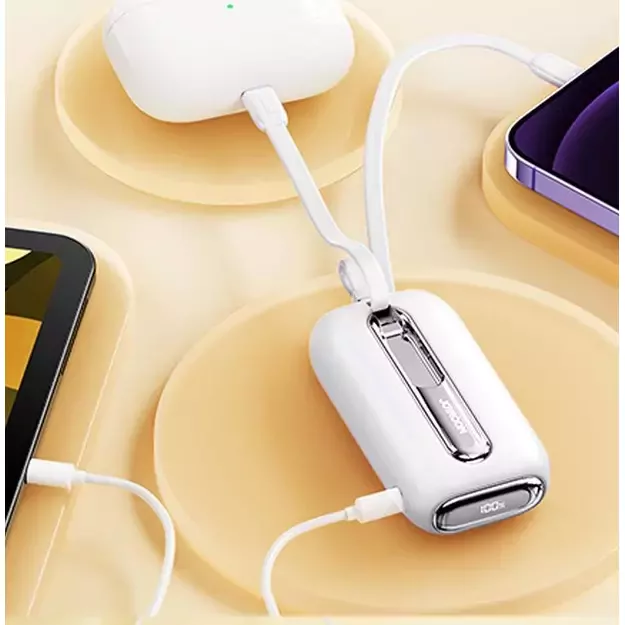 Joyroom mini powerbank 10000mAh Colorful Series 22.5W with 2 built-in USB C and Lightning cables white (JR-L012) 24
