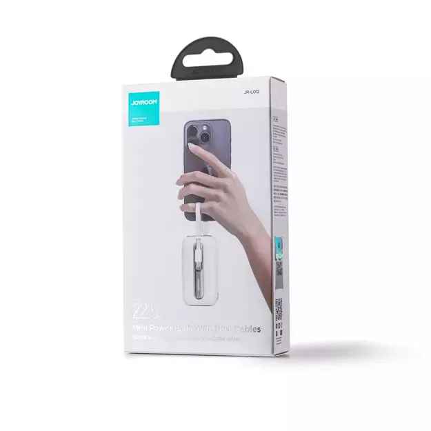 Joyroom mini powerbank 10000mAh Colorful Series 22.5W with 2 built-in USB C and Lightning cables white (JR-L012) 14