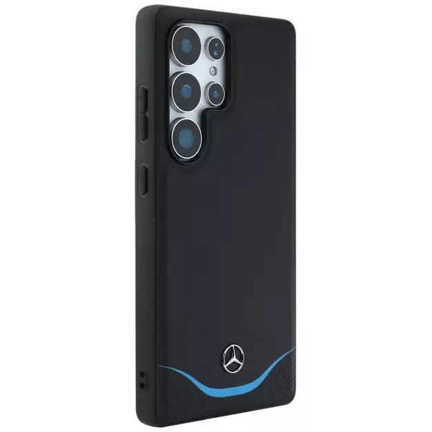 Mercedes Leather Contrasted Blue Horizontal Curve MagSafe Case for Samsung Galaxy S25 Ultra - Black 3