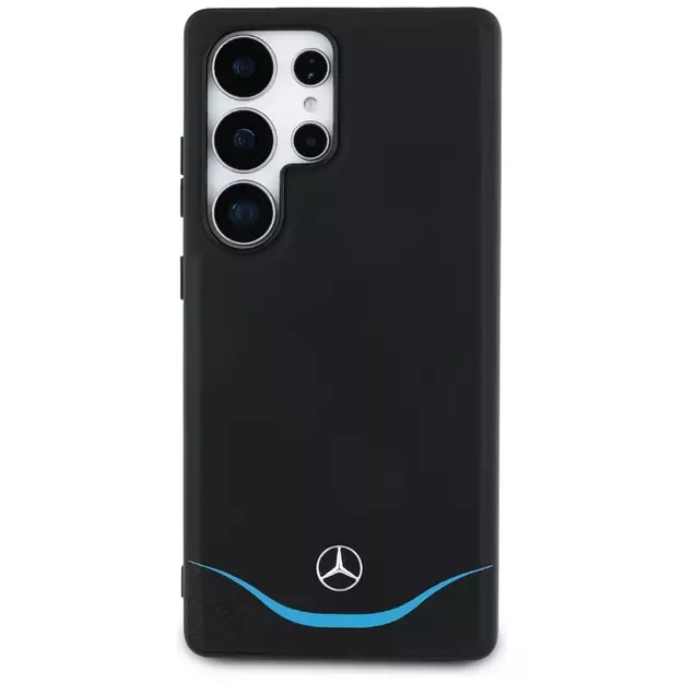 Mercedes Leather Contrasted Blue Horizontal Curve MagSafe Case for Samsung Galaxy S25 Ultra - Black 2