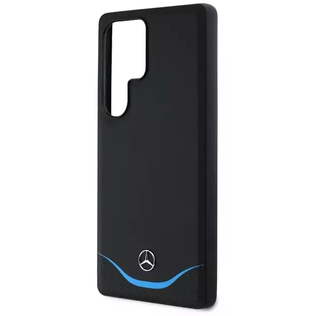 Mercedes Leather Contrasted Blue Horizontal Curve MagSafe Case for Samsung Galaxy S25 Ultra - Black 5