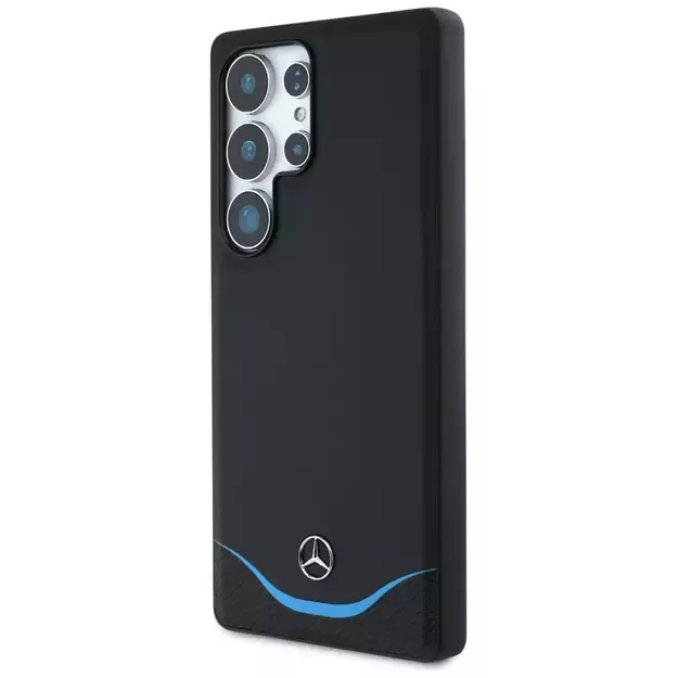 Mercedes Leather Contrasted Blue Horizontal Curve MagSafe Case for Samsung Galaxy S25 Ultra - Black 1